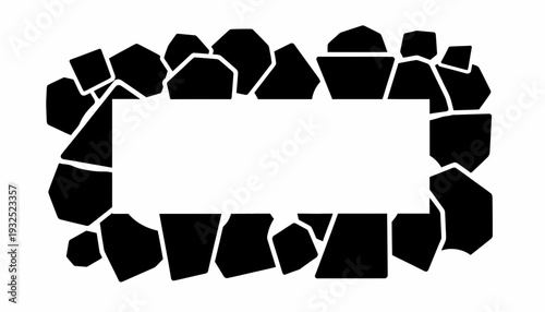 Black Stone Frame Border Design Element.