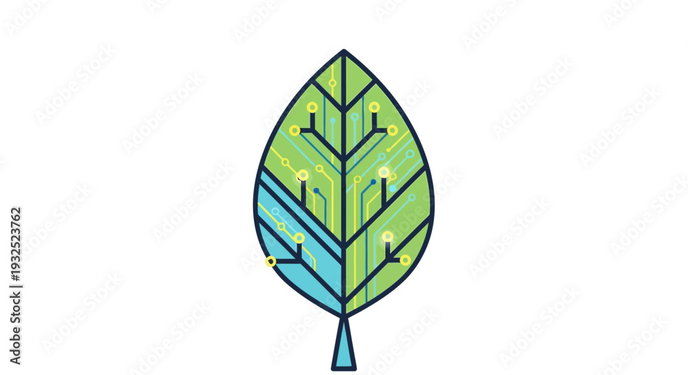 Obraz premium Digital Leaf Symbolizing Eco Technology and Nature.