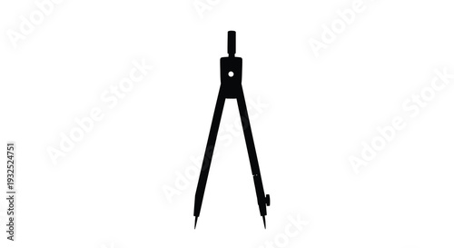 A stark black silhouette of a drafting compass illustrates precise measurement and geometrical construction capturing a minimalist aesthetic silhouette
