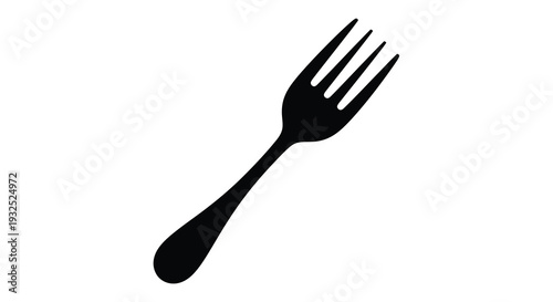 A stark isolated image of a black fork against a white background showcasing a minimalist silhouette high quality professional