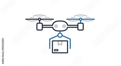 Drone delivering a package with modern technology.