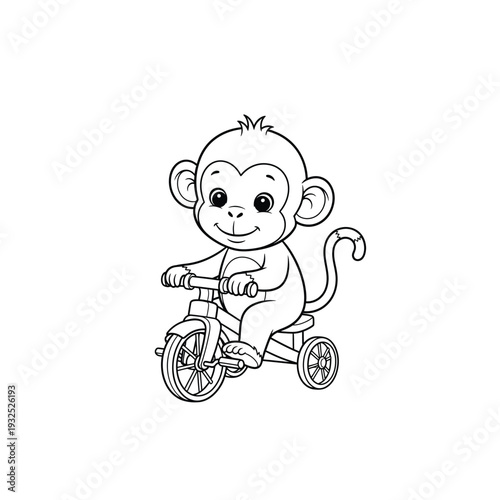 A monkey riding a tricycle