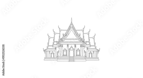 Traditional Thai Temple Building Architecture.