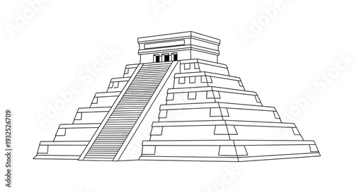 Ancient Mayan Pyramid Temple Structure.