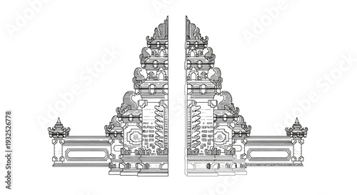 Intricate Hindu Temple Gate Architecture.