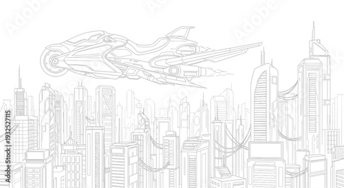 City Skyline with Skyscrapers and Buildings.