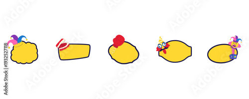 Funny Yellow Shapes with Hats