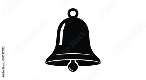 A stark black silhouette of a traditional bell with a looped handle showcasing its classic form silhouette high quality