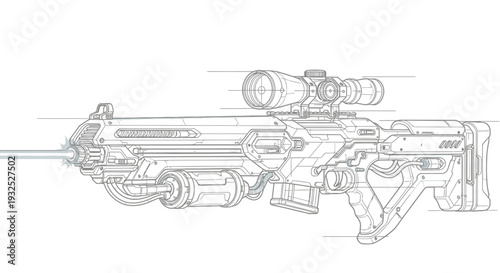 Detailed drawing of a rifle gun.