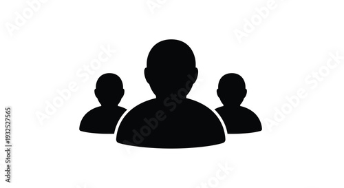 A stark visual representation of three human heads in black creating a powerful and minimalist silhouette high quality professional