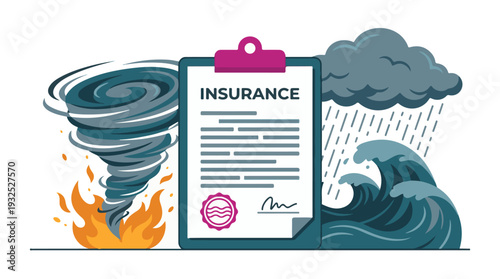 Natural disaster insurance policy covering storm, fire, flood risks