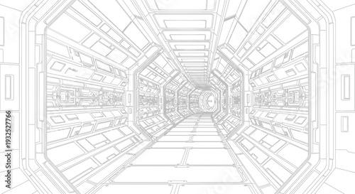 Futuristic Corridor Interior Design Concept.