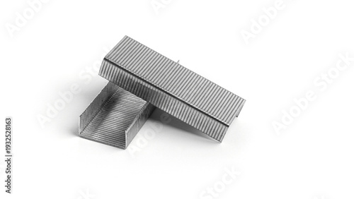 Konstfotografi Metal staples on a white background. High quality photo