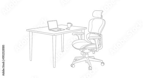 Office Chair with Desk and Laptop.