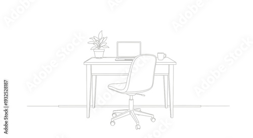 Office Chair with Desk and Laptop.