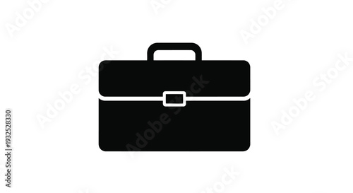 A minimalist depiction of a closed black briefcase featuring stark lines and a flat design silhouette high quality professional