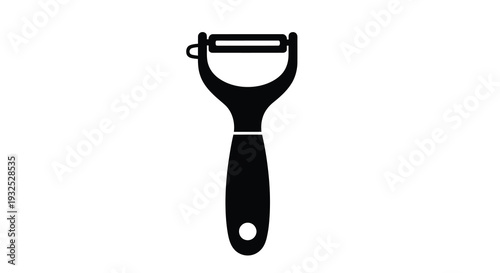 A stark black silhouette of a kitchen peeler showcasing its functional design and streamlined form silhouette high quality professional