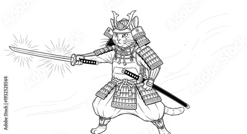 Samurai Warrior in Traditional Armor.