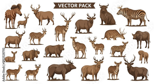 Diverse collection of various animal illustrations in a vector pack design.