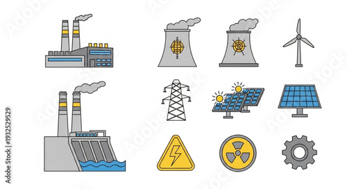 Renewable Energy Icons and Symbols.