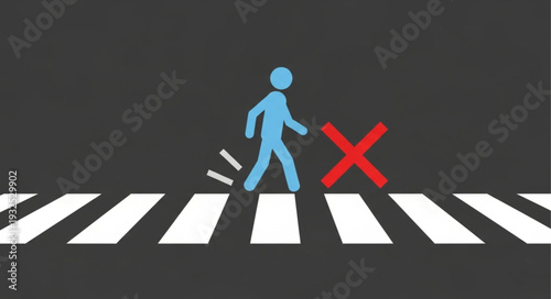 Person Crossing Street at Crosswalk.