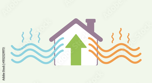 Green house with upward arrow symbol.