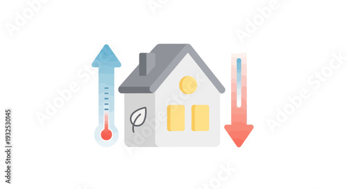 House with temperature control icons.