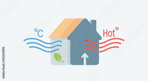 House with heat temperature rising.