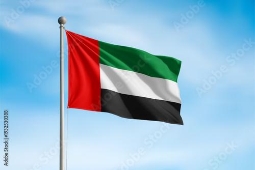 United Arab Emirates National Flag Waving In Wind