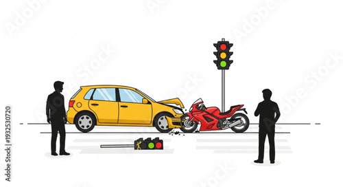 Police Investigate Car Motorcycle Collision.