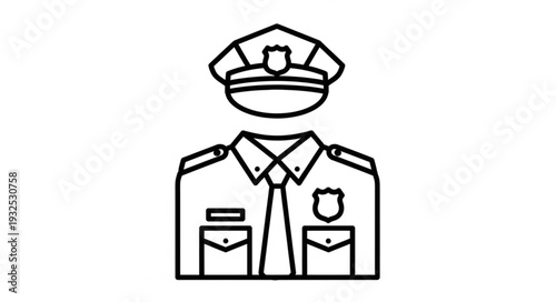 Police Officer Uniform Illustration Icon.