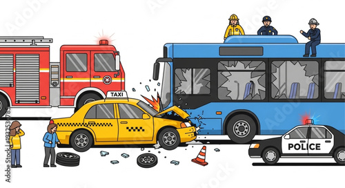 Police Car Crash Scene Investigation.