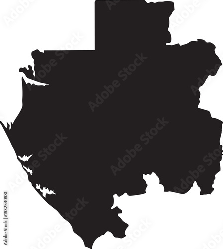 Silhouette map of Gabon a simple black vector illustration for graphic design and travel concepts isolated on a white background
