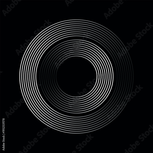 Abstract Seamless geometric circles with rotating radial lines design. 