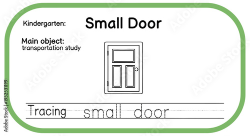 Kindergarten Tracing Worksheet: Small Door Illustration for Early Education