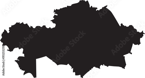 Black silhouette map of Kazakhstan a simple vector outline for geographic or travel concepts isolated on a white background