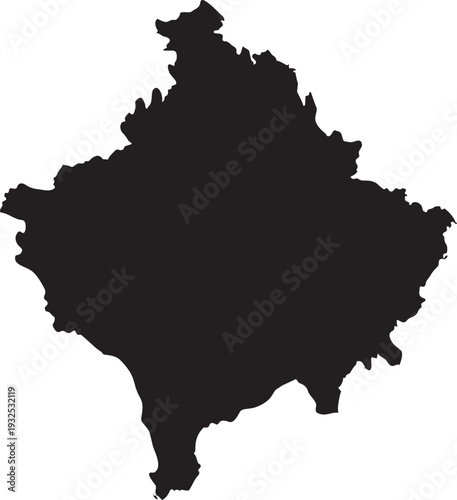 Black silhouette map of Kosovo a simple vector outline for geographic representation and national identity concepts isolated on a white background