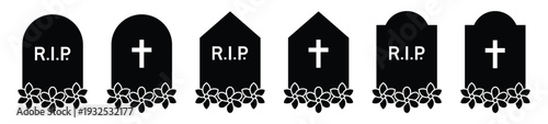 Gravestone icon. Tombstone icon. Headstone icon, vector illustration