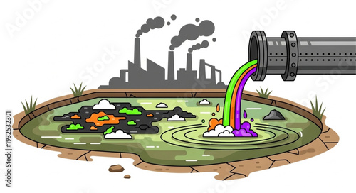 Polluted Water from Industrial Waste.
