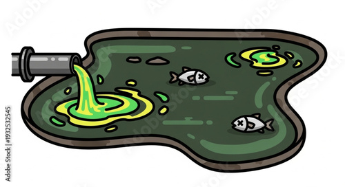Polluted Water with Dead Fish.