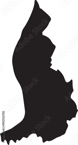 Silhouette map of Liechtenstein a European country outline for travel and geography concepts isolated on a white background