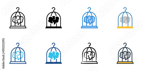 Limiting beliefs icons set multiple style collection. Editable stroke 

