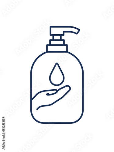 Soap Dispenser Outline and Solid Icon with Drops for Hand Washing and Hygiene