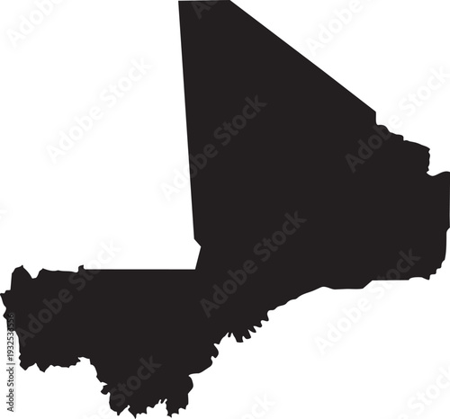 Black silhouette map of Mali a simple vector graphic for national identity travel or informational use isolated on white