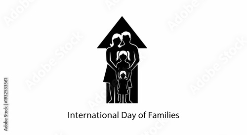 Family Silhouette Inside House Icon, International Day of Families