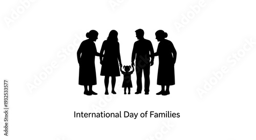 Family Silhouette: Parents, Grandparents, and Child Celebrating International Day of Families