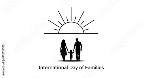 Family Silhouette Under Sunrise, International Day of Families Concept
