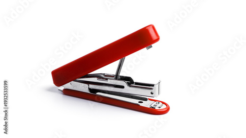 Foto Red stapler on a white background. High quality photo