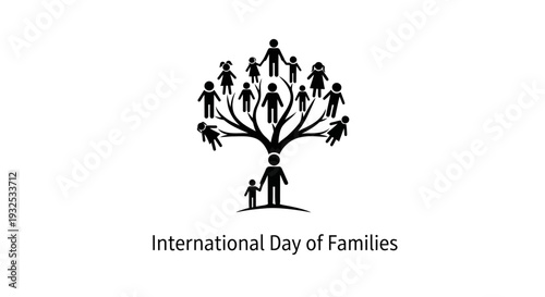 Family Tree Icon: Generations of People Connected, International Day of Families