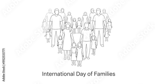 Heart Shape Family Group Outline Art International Day of Families